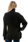 Ariella Collared Contrast Top w/ Zipper - Black