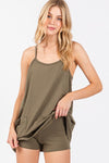 Cotton Cami Mini Dress w/ Romper Lining