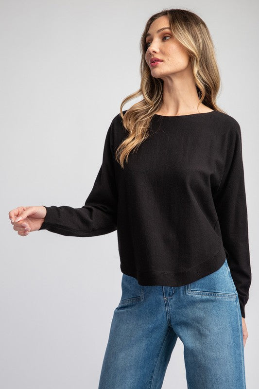 Solid Long Sleeve Sweater Top