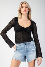 Ribbon Tie Lace Top