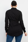Cinched Waist Pleated Dress Shirt Top