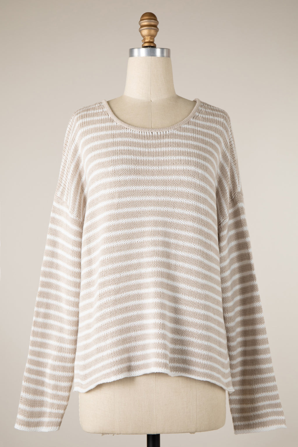 Striped Round Neck Sweater Top