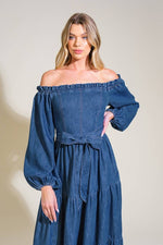 Washed Light Weight Denim Midi Dress