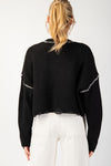 Stitch Point Long Sleeve Cropped Sweater