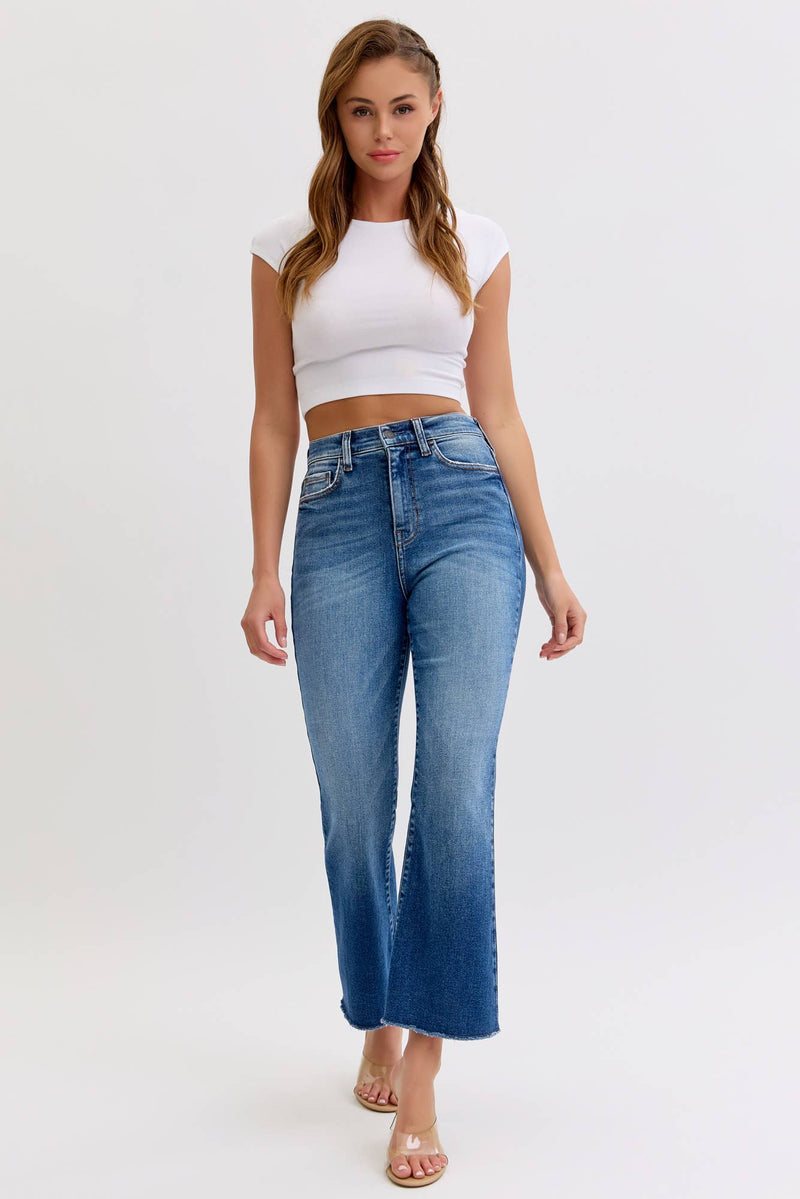 High Rise Crop Flare Jeans
