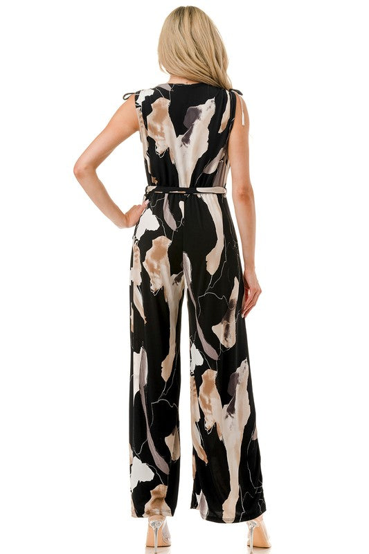 Ariella Printed Surplice Culotte Jumpsuit