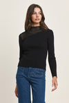 See Through Mock Neck Sweater Top