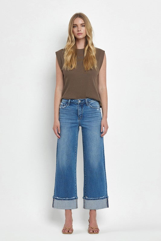 Flying Monkey High Rise Cuff Wide Jeans