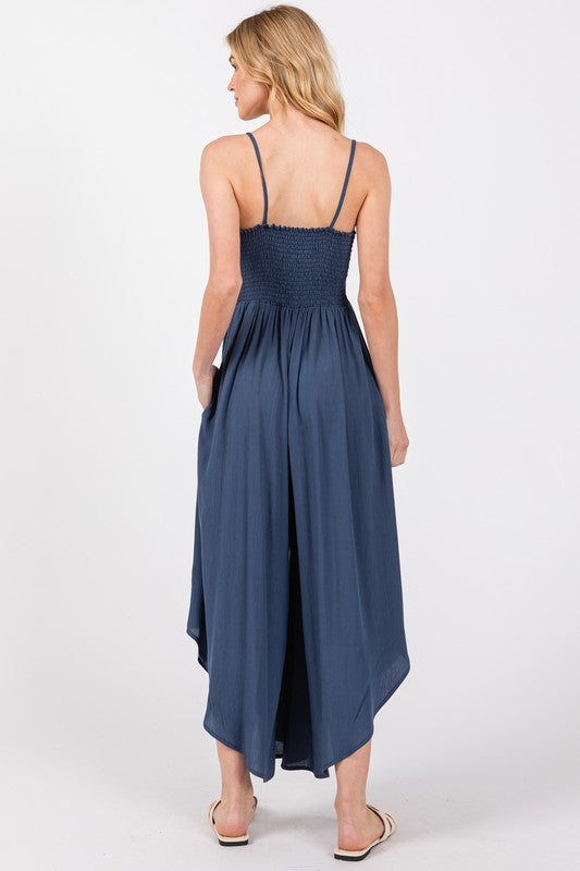 Ruched Midi Jumpsuit - Dk Indigo