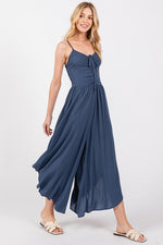 Ruched Midi Jumpsuit - Dk Indigo
