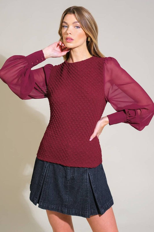 Solid Textured Woven Top