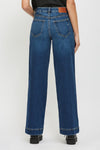 Dark Wash Front Pocket Insert Stretch Wide-leg