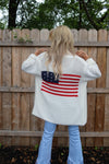 Vintage Havana American Flag Cardigan With Fringe