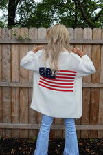 Vintage Havana American Flag Cardigan With Fringe