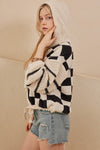 Hooded Multi Checker Drawstring Sweater