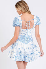 Chiffon Floral Prnt Puff Sleeve Mini Dress