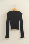 Sleek Mock Neck Ribbed Knit Top