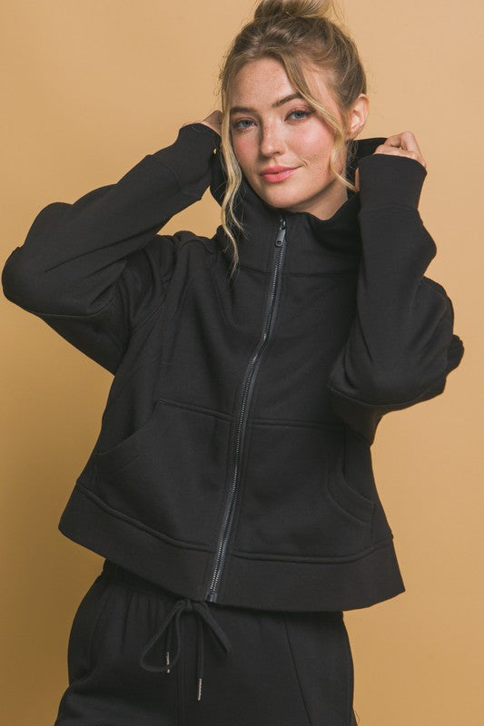 Full- Zip Hoodie With Thumholes