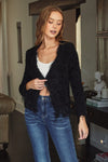 Shimmering Knitted Open Front Jacket -  Black