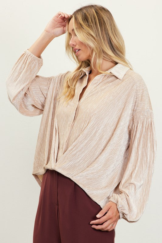 Textured Velvet Button Down Shirt