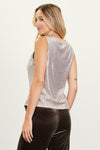 Foil Deep V-Neck Top