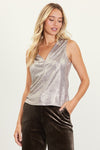 Foil Deep V-Neck Top