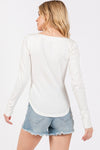 Ribbed Knit V-Neck Long Sleeve Top