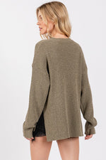 Crew Neck Sweater Top - Olive