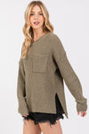 Crew Neck Sweater Top - Olive