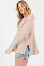 Crew Neck Sweater Top - Natural