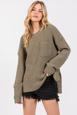 Crew Neck Sweater Top - Olive