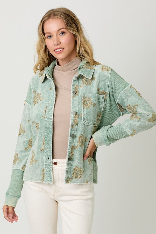 Floral Embroidery Hoodie Jacket