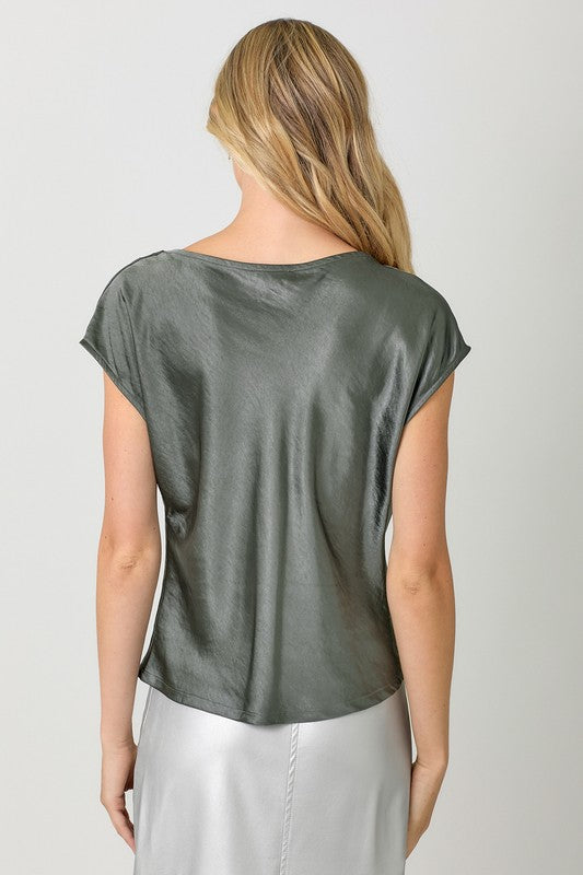 Satin Cowl Neck Top