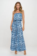 Ariella Printed Wide Leg Jumpsuit in Sequin - Blue