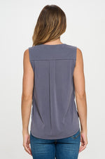 Ariella Surplice Tank Top - Charcoal