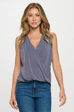 Ariella Surplice Tank Top - Charcoal