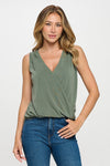 Ariella Surplice Tank Top - Olive