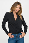 Ariella Surplice Top - Black