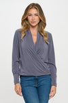 Ariella Surplice Top - Charcoal