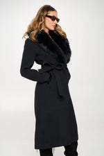 Long Classic Trench Coat with Removable Faux Fur