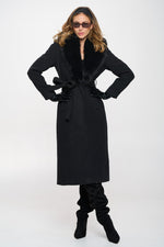 Long Classic Trench Coat with Removable Faux Fur