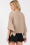 Tie Front Short Kimono Cardigan - New Khaki