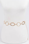 Multi Round Metal Chain Belt: Gold