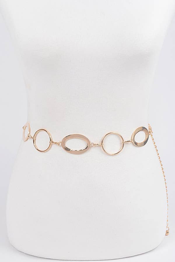 Multi Round Metal Chain Belt: Gold