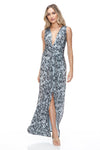 Ariella Twist Front Maxi Dress in Sequin - Grey