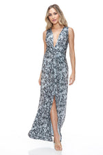 Ariella Twist Front Maxi Dress in Sequin - Grey