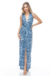 Ariella Twist Front Maxi Dress in Sequin - Blue