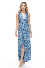 Ariella Twist Front Maxi Dress in Sequin - Blue