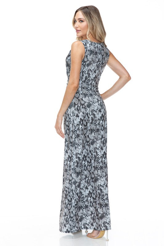 Ariella Twist Front Maxi Dress in Sequin - Grey