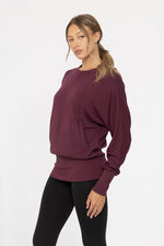 Brushed Dolman Sleeve Crew Neck - Plum